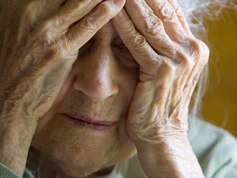 anxious elderly woman